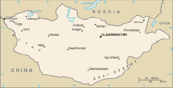 kaart van Mongoli