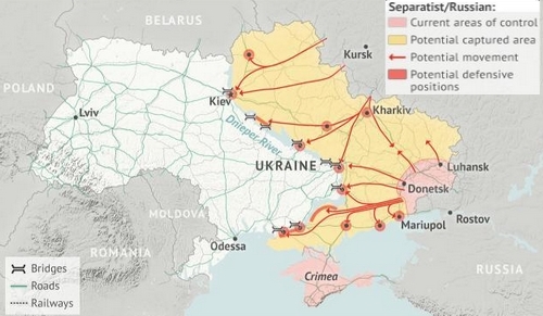 kaartje van het Oost-Oekrane scenario